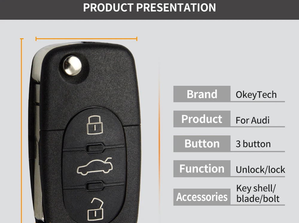 OkeyTech Складной флип корпус автомобильного ключа дистанционного управления Fob для Audi TT A4 A6 A8 Quattro 2 3 кнопки Замена чехол с нерезанным лезвием CR1620