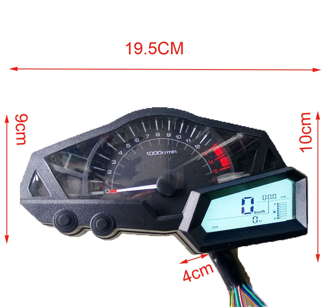 Samdo Универсальный 6 Шестерни ЖК-дисплей мотоцикл Скорость ometer одометром об/мин Скорость топлива Манометр 0-199 км/ч