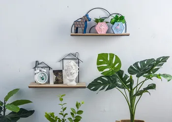 

1PC Wooden Iron Storage Holders Home Storage Shelf Wall Hanging Storage Box Flower Pots Book Storage Racks Organizer MK 023