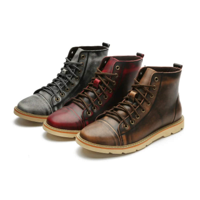 Mens Boots Genuine Leather Shoes Autumn Winter Boots Men Fur Shoes