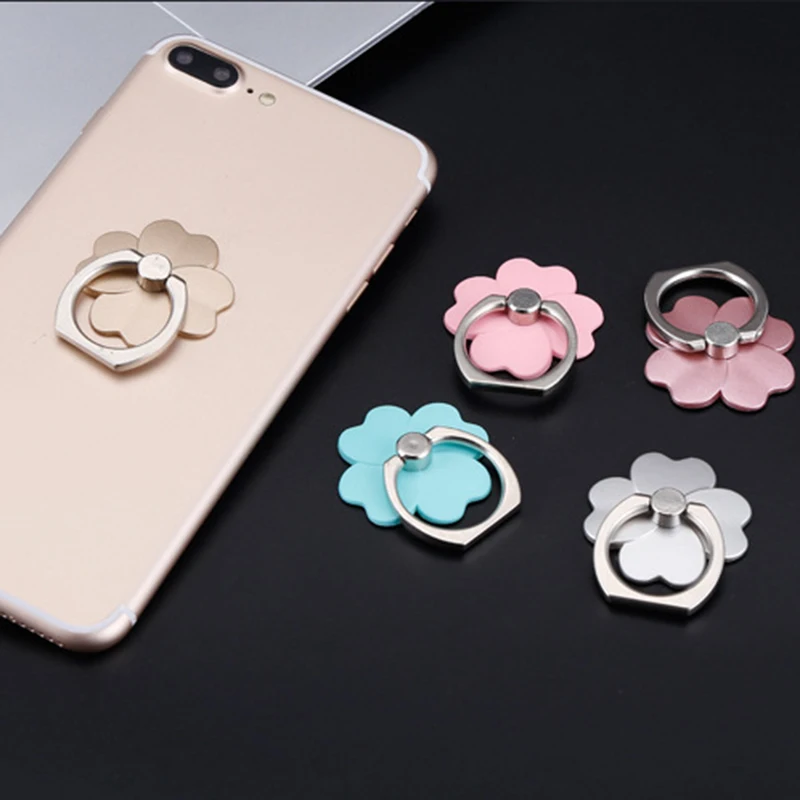 

360°Phone Finger Ring Holder Lucky Clover flower Universal Accessories Grip Desk Stand Mount Mobile Cell Phone sent phone holder