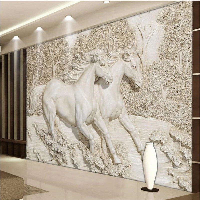 Beibehang duvar kağıdı duvar duvar Sticker 3D Stereo kabartma beyaz at Beibehang duvar kağıdı duvar duvar Sticker 3D Stereo kabartma beyaz at