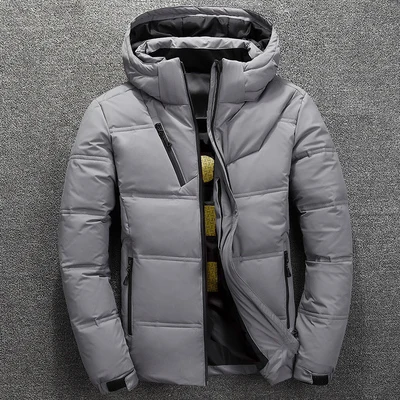 Winter new men's down jacket Casual mens thick Detachable hat White duck down hooded coat male Solid color warm zip outwear Tops Winter new men's down jacket Casual mens thick Detachable hat White duck down hooded coat male Solid color warm zip outwear Tops