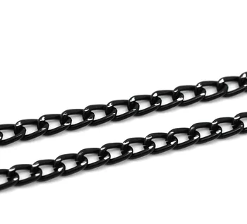 

DoreenBeads Aluminum chains Black 6mm x3.5mm( 2/8" x 1/8"), 1 M 2015 new