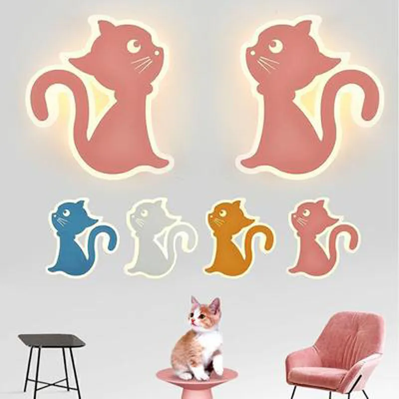 

Modern creative warm white LED cartoon cat bedside wall lamp aisle lights indoor lighting night light