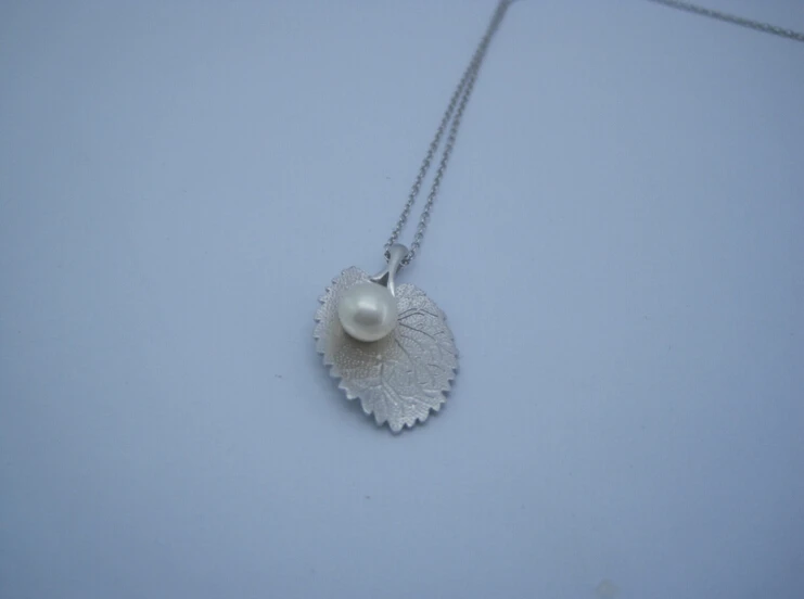 Personality design one of a kind 925 sterling silver jewelry sets vintage handmade jewelry leaves & pearl fashion ladies jewelry