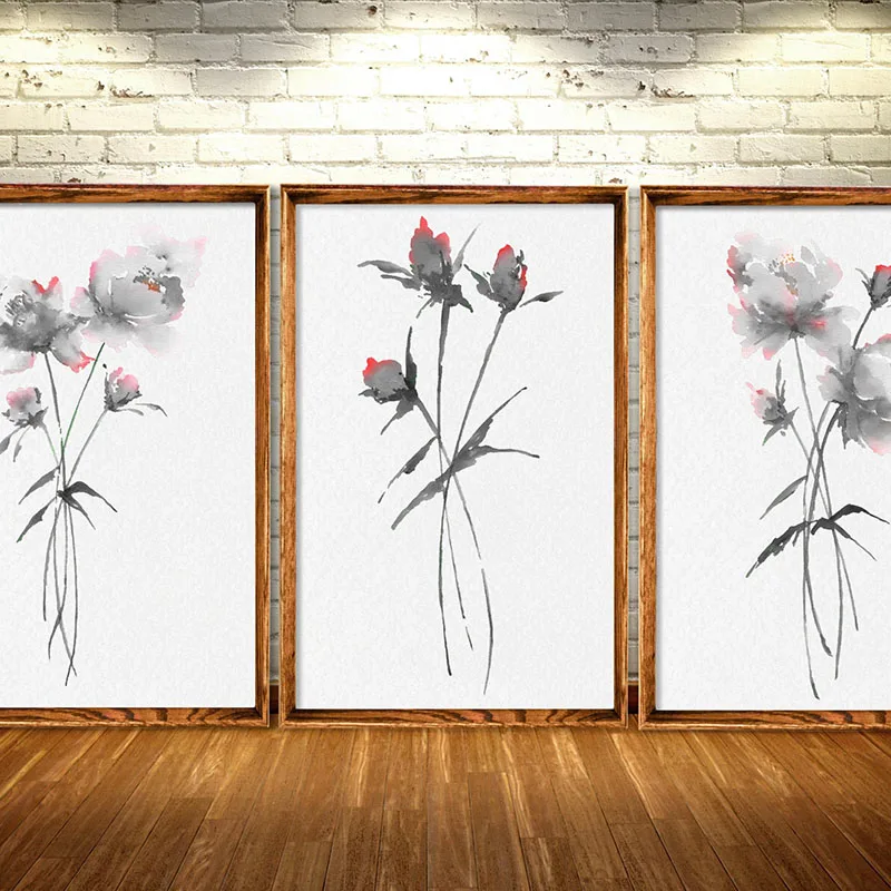 

Framed Canvas Painting Peony Art Watercolor Peony Art Print Abstract Flowers Peonies Navy Wall Decor Floral White Peony Flower