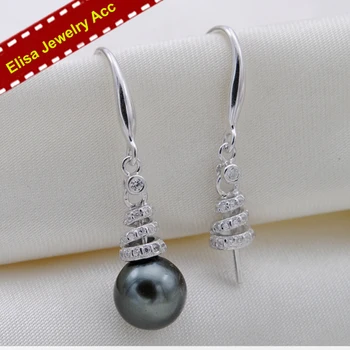 

Rotatable Design Pearl Earrings Holder S925 Sterling Silver Earrings Findings&Components Silver Color Women DIY Jewelry Acc