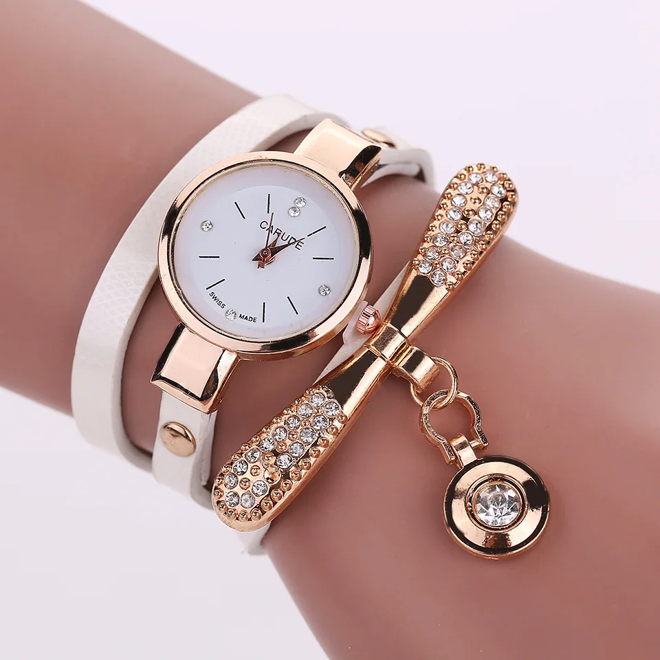 

Women Watches Fashion Casual Bracelet Watch Women Relogio Leather Rhinestone Analog Quartz Watch Clock Ladies Watch