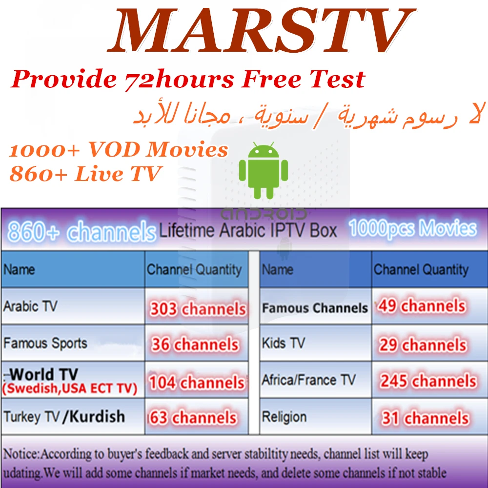 Пожизненная IP ТВ подписка Арабский IP tv для Android tv поддержка 860+ IP ТВ каналов и 1000 фильмов