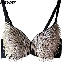 Женский сексуальный бюстгальтер для певицы, костюм ds, бюстгальтер с заклепками, бюстгальтер для сцены, танцовщицы, звезды, шоу, вечерние, для ночного клуба, бара, выпускного вечера