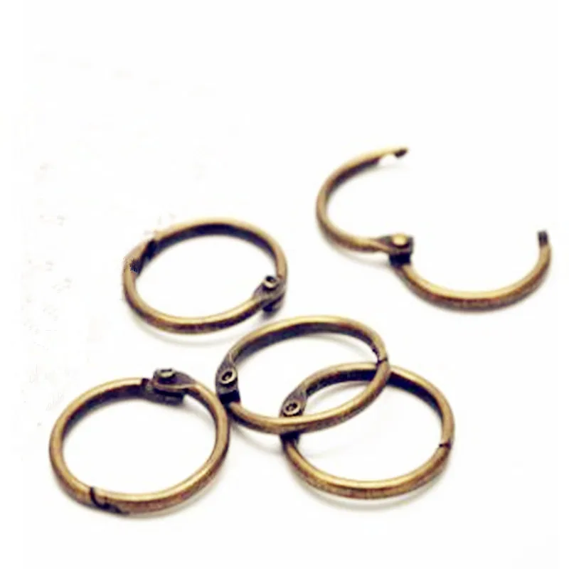 

10pcs/lot Metal Retro Bronze Colour Loose Leaf Book Binder Hinged Rings Keychain Album Scrapbook Craft 25mm