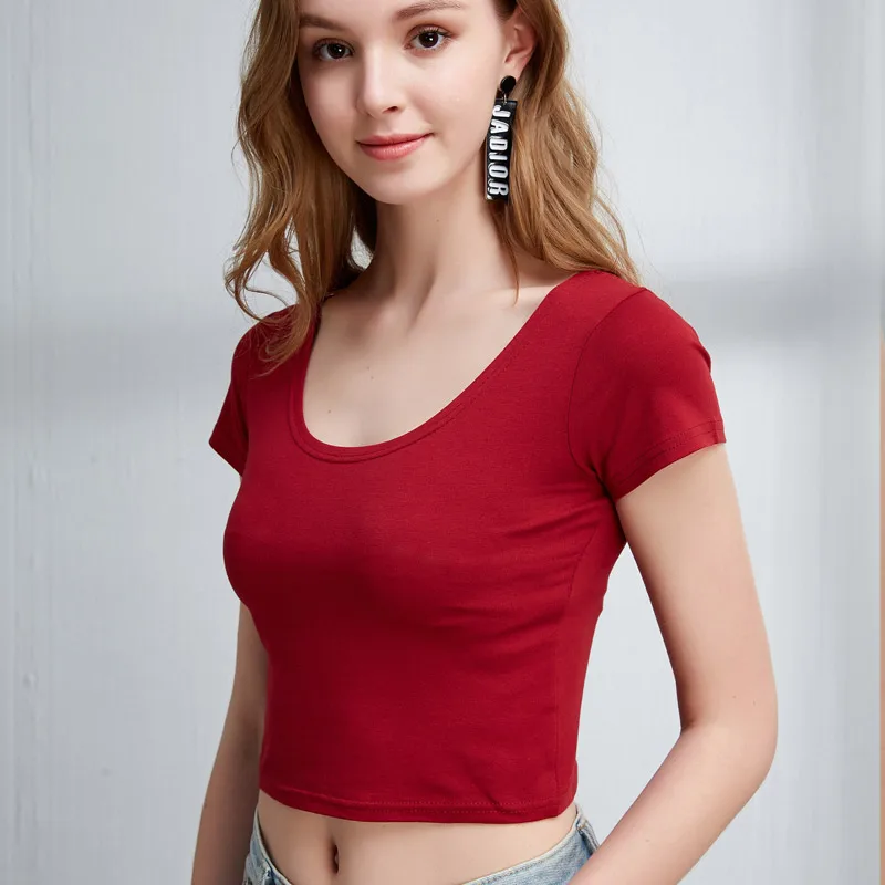 2019 Fashion Summer Kawaii Solid T Shirts Women Short Sleeve Tops Tees Casual Female Crop Top O-Neck Sexy T-shirt 2019 Fashion Summer Kawaii Solid T Shirts Women Short Sleeve Tops Tees Casual Female Crop Top O-Neck Sexy T-shirt