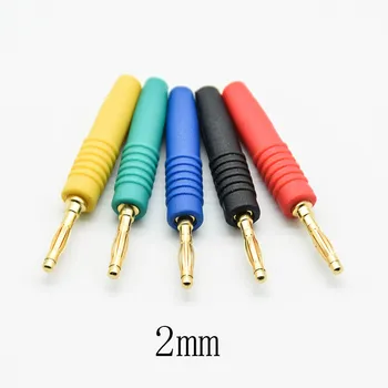

5pcs/lot 2mm Gold Plated Wilding Banana Plug Male Audio Speaker Amplifier Cable Wire Power Screw Jack Connector Adapter