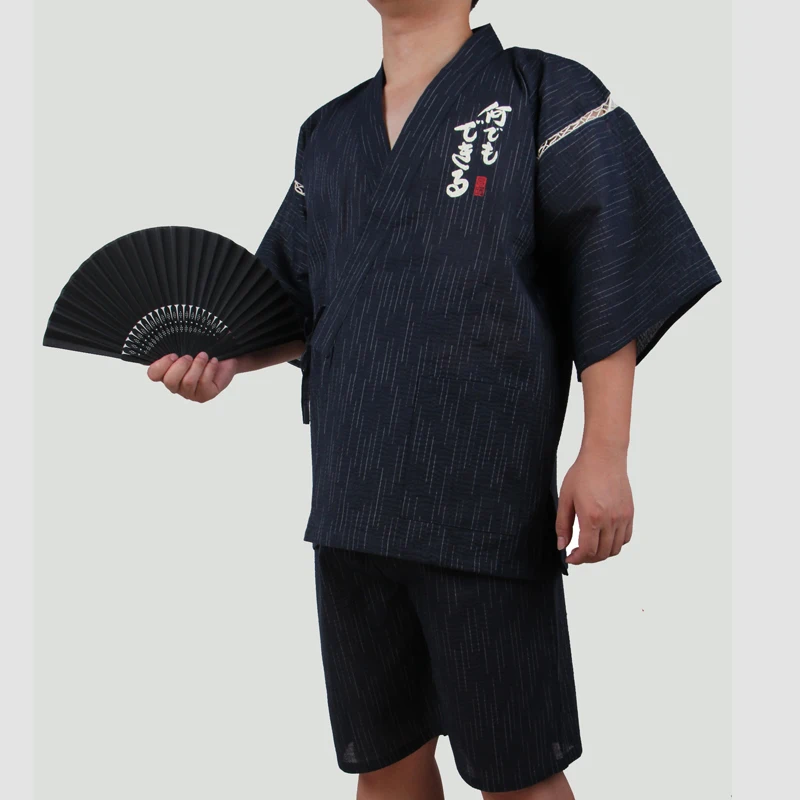 Традиционное японское кимоно с принтом в виде карпа для мужчин, Seersuckers Yukata, мужские тонкие кимоно для ванны, сценическая футболка с Самураем