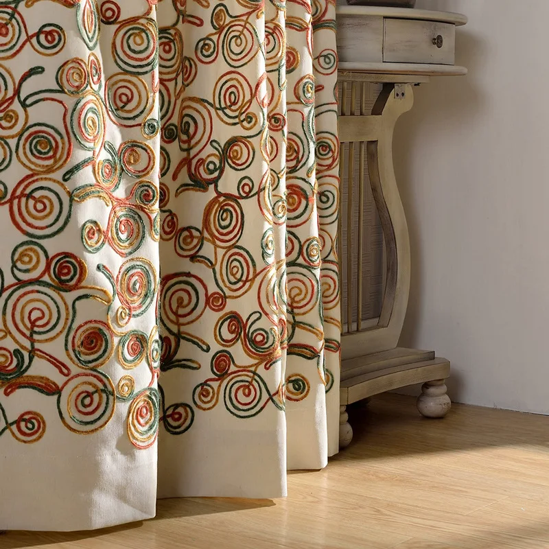 

Simple Modern Cotton and Linen Embroidery Shading Curtains for Living Dining Room Bedroom.