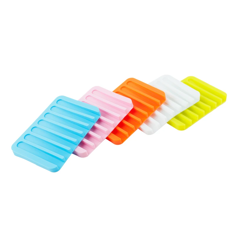 سيليكون المطبخ الحمام مرنة الصابون طبق لوحة علبة حاوية استنزاف تخزين الصابون مربع حالة الحاويات الحمام اكسسوارات