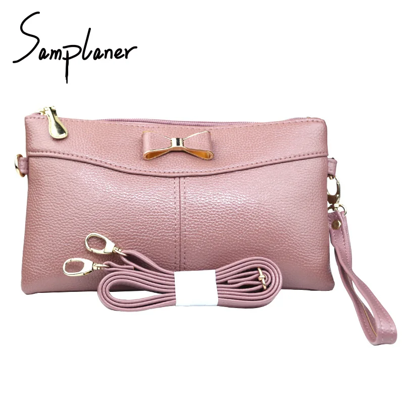 

Wristlet Envelope Women Party Clutch Bag PU Leather Zipper Cute Bow Women's Handbag Small Female Messenger Bags Ladies Purse Bag
