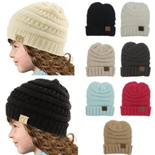 CC Beanie For Kids Winter Hats Warm Hat Boys Knit Beanies Slouchy Hats For Girls Cute Knitted Skullies Cap Children Baggy Caps