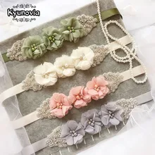 Kyunovia свадебный пояс вечернее платье с поясом, полиэфирные цветы поясом кристаллы Свадебные ремни свадебные пояса D10