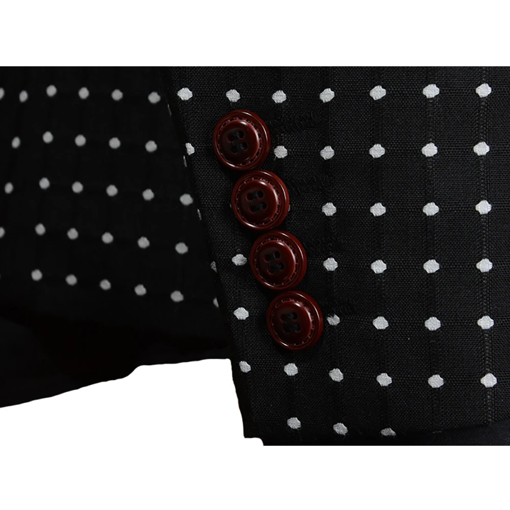 YUNCLOS Jacquard Polka Dot Men Suit 3 Pieces Tuxedo Grooms Wedding Suits For Men Vintage Wedding Party Dress