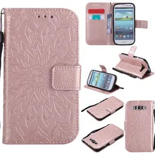 

Embossed Sunflower Case for fundas Galaxy S3 Neo Case for Samsung Galaxy S3 SIII Flip Case i9300 9300 4.8" + Card Holder
