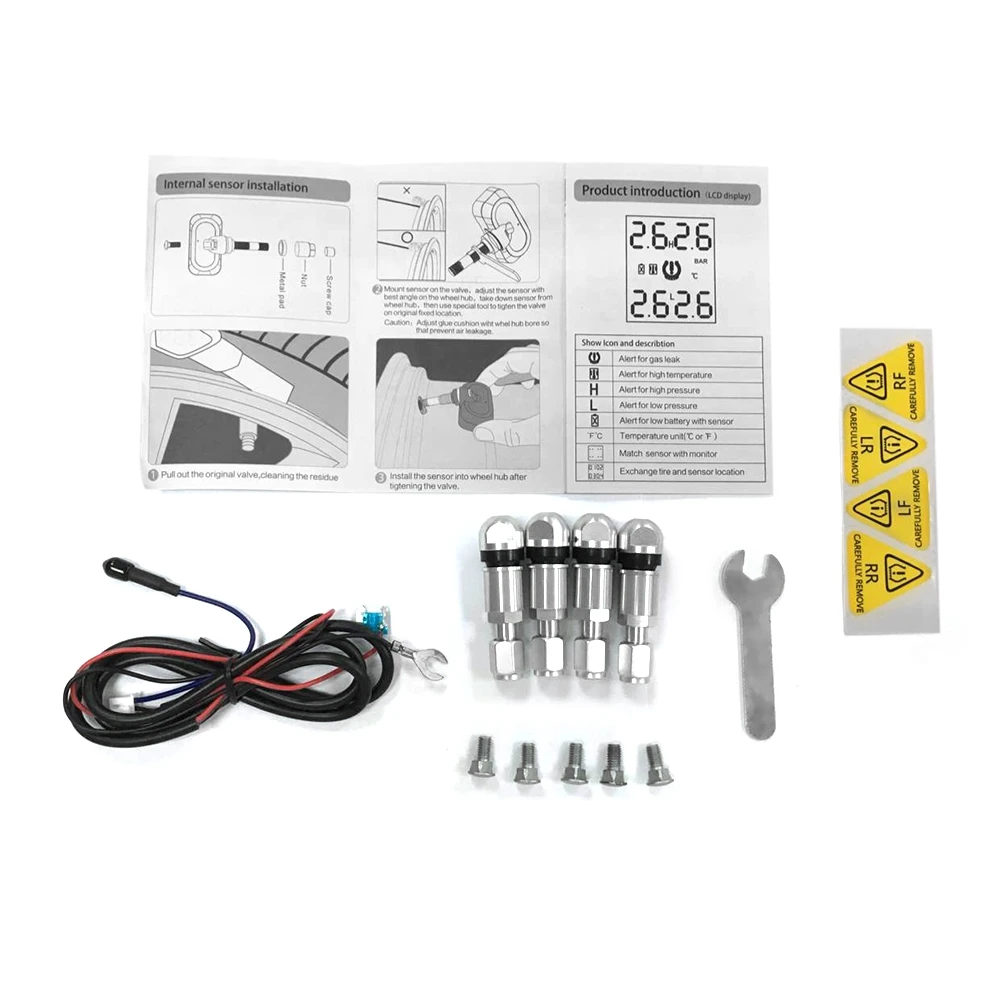 VicTsing Car TPMS U912 433.92MHz Wireless TPMS Tire Pressure Monitoring System 4 InternalExternal Sensors for Toyota psi bar    (9)