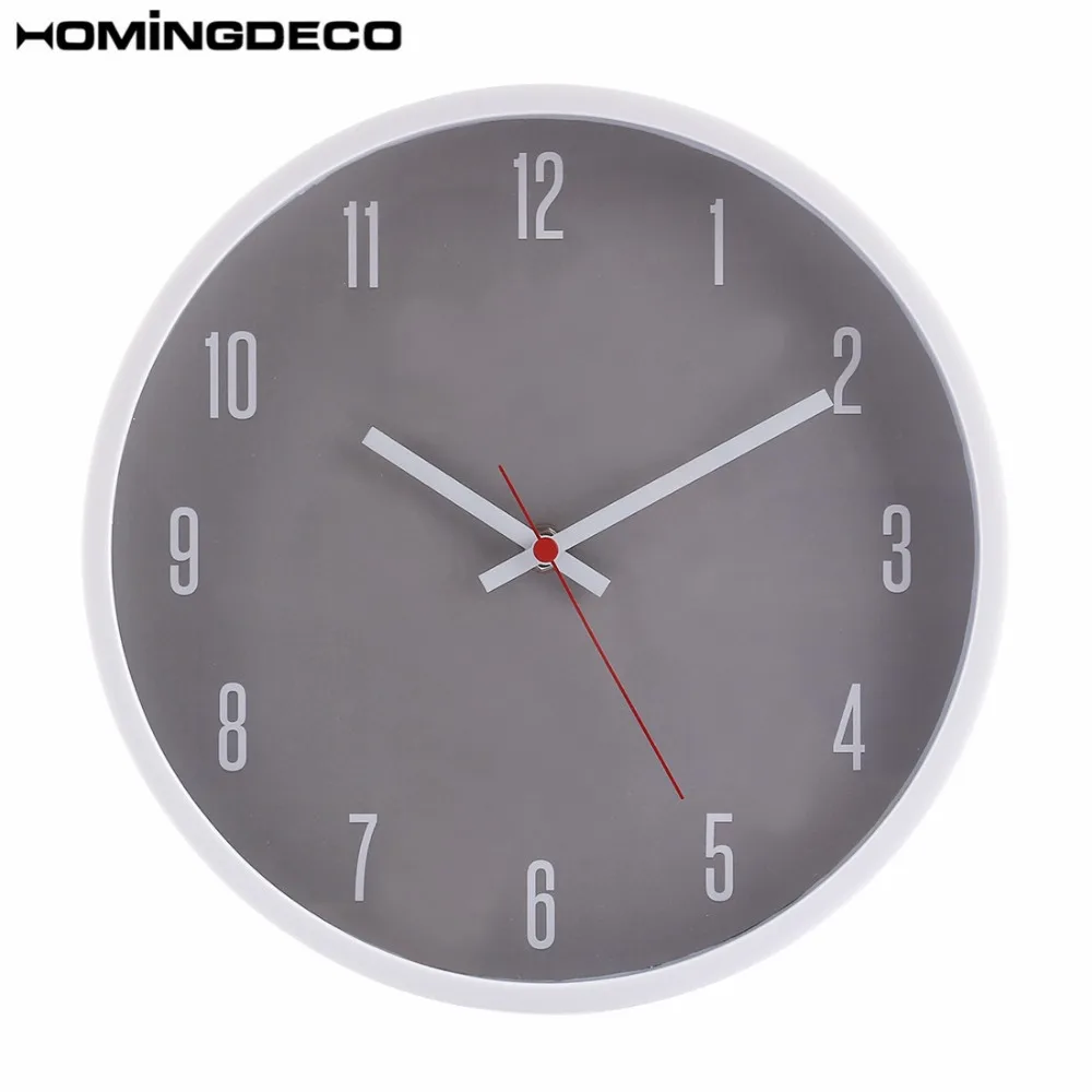 Homingdeco Simple Style Plastic Glass PVC Wall Clock Non-Ticking Brief Slient Clock Hanging Clock Room Decor - White + Grey Homingdeco Simple Style Plastic Glass PVC Wall Clock Non-Ticking Brief Slient Clock Hanging Clock Room Decor - White + Grey