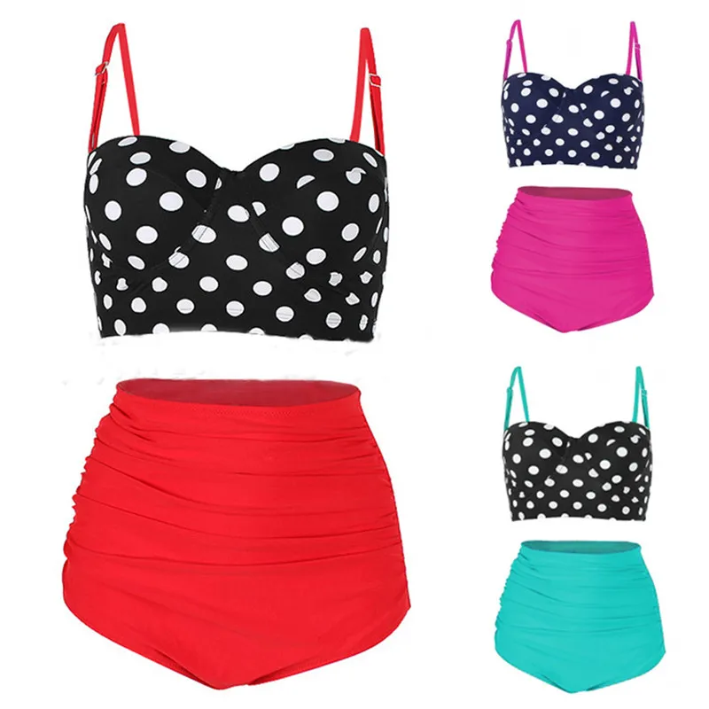 Women Vintage Bikinis Bathing Suits Retro Halter Underwired Sexy Swimwear Z0403in Bikinis Set