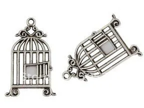 

80Pcs Tibetan Silver Color bird cage charms A15057
