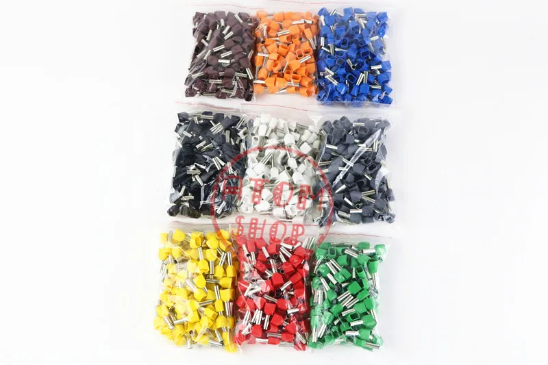 

100PCS TE1010 double pre insulated pipe end cold press terminal crimping nose needle