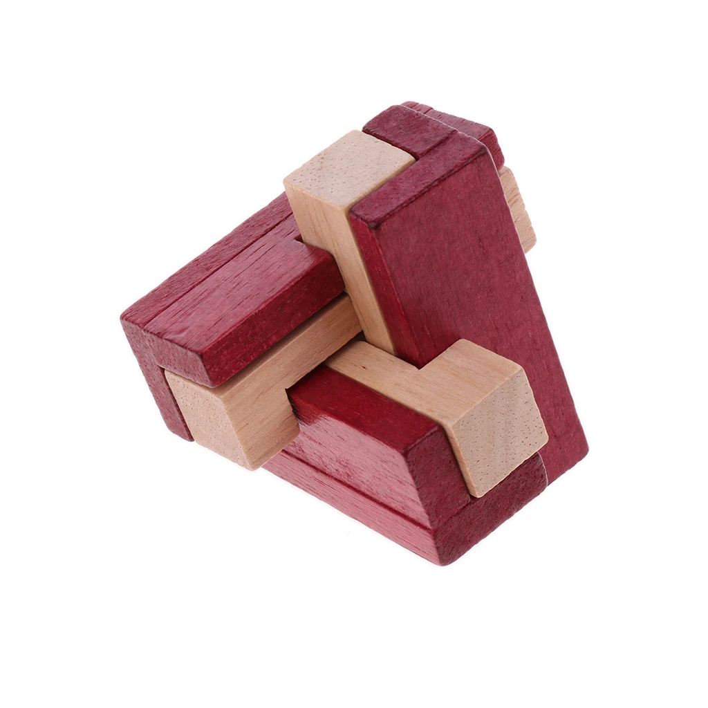 Challenge Yourself ! Disassemble and Assemble It- Classic Wooden Kong Ming Lock Brain Teaser Intelligence Puzzle Game Toy  