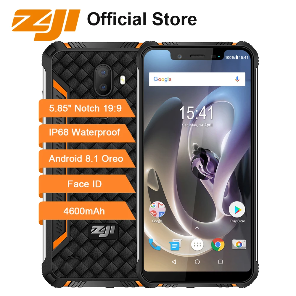 ZJI Z33 IP68 водонепроницаемый прочный смартфон 5 85 ''Notch HD + Android 8 1 MTK6739 3 ГБ 32 4600 мАч