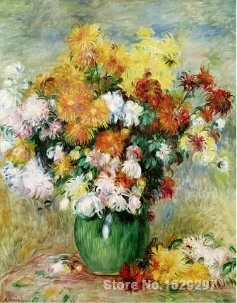 

famous paintings reproductions of Pierre Auguste Renoir Flower art Bouquet of Chrysanthemums Hand-painted High quality