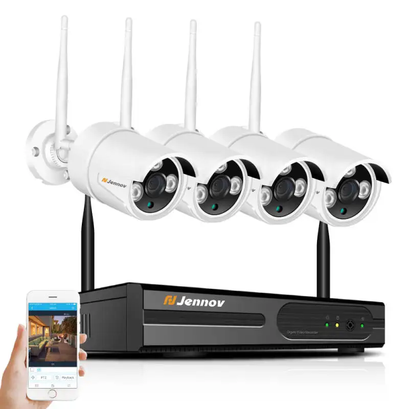 Jennov 8CH NVR безопасности Камера Системы Wi-Fi 2MP 1080P Аудио Звук открытый Беспроводной IP CCTV камера Камера комплект видеонаблюдения 3 ТБ HDD - Цвет: 4 Pieces Cameras