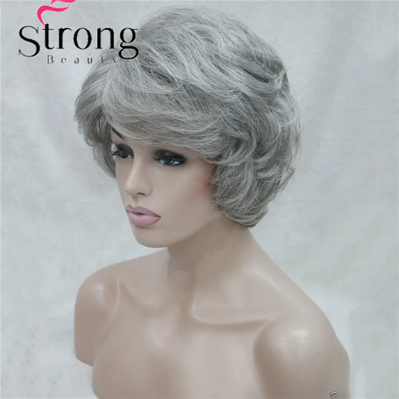 #51 new fashion light gray women`s wigs for everyday synthetic short wavy full wig (3)