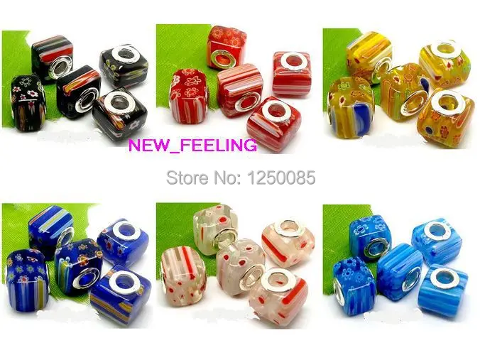 

Wholesale 50PCS/Lot Mixed color European Millefiori Beads fit European Charms Bracelet and Necklace