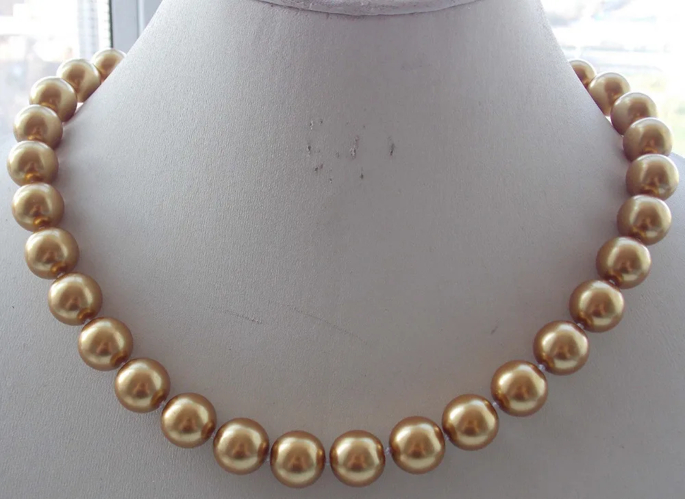 

Free Shipping >>>>> AAA 12mm Deep Yellow South Sea Shell Pearl Round Necklace 18'' F-21