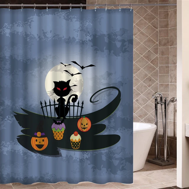 Art Design Waterproof Fabric Skull Halloween Bathroom Shower Curtain