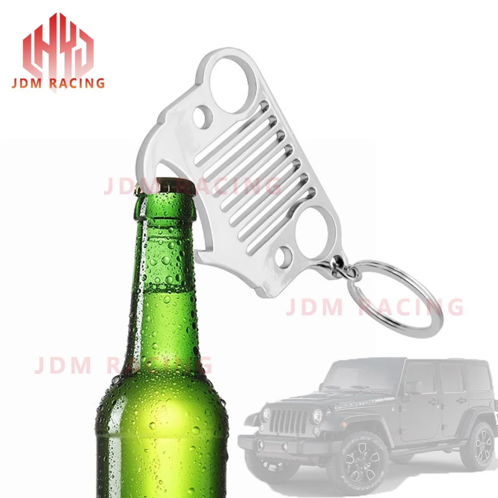 

Hot Bottle Opener Keychain Gadget Multi-function Outdoor Tool Stainless Steel Car Styling for Jeep Grill CJ JK TJ YJ XJ