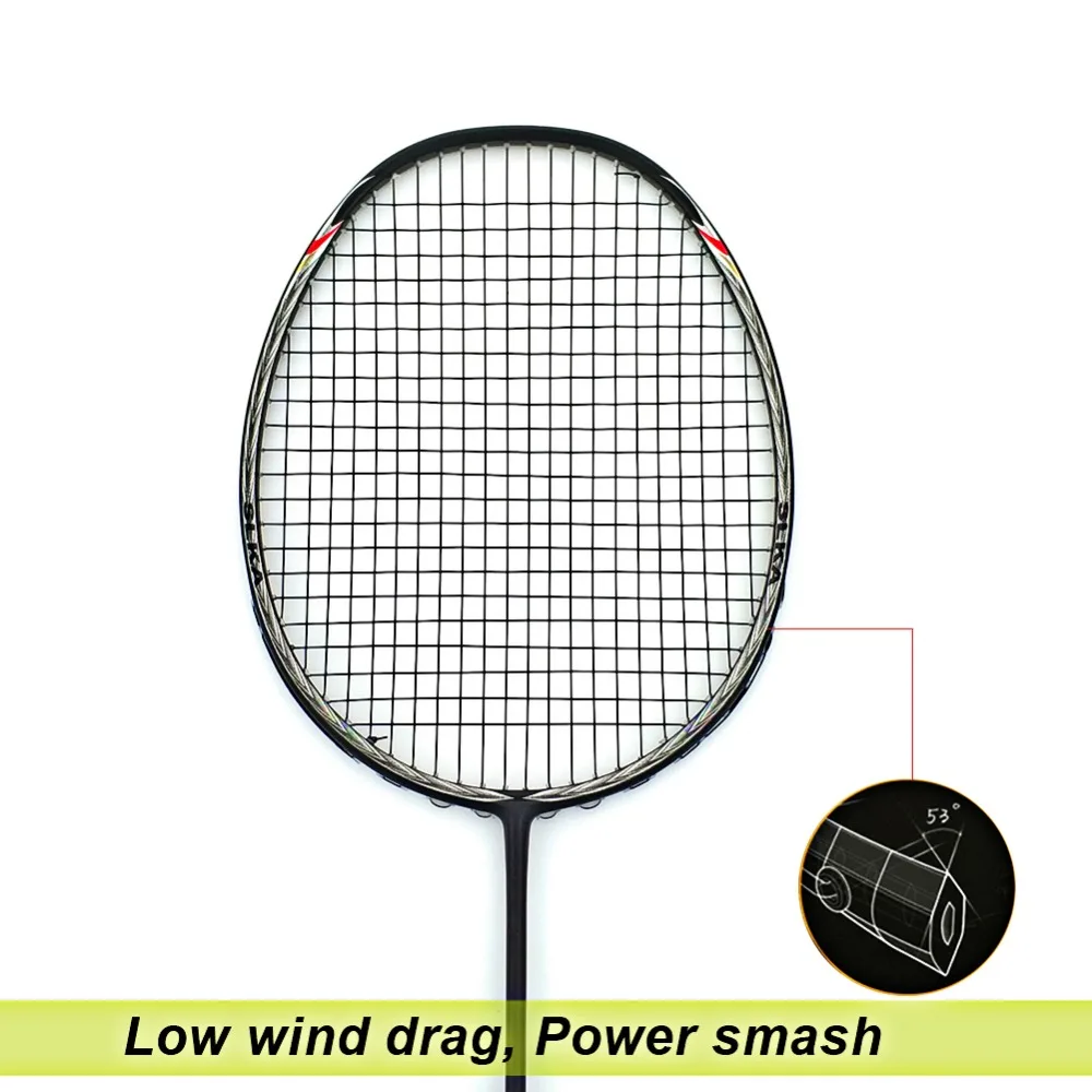 Raqueta profesional de Bádminton de carbono de 7 u 68G, raqueta de entrenamiento de bádminton súper ligera con bolsa