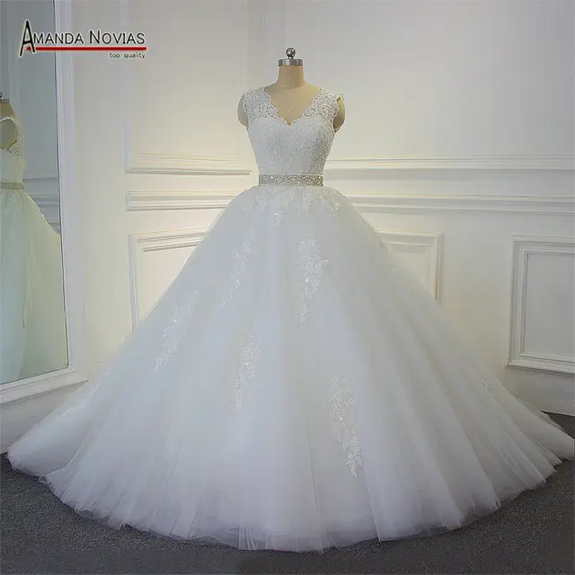 Newest Ball Gown V Neck Amanda Novias Real Photos Wedding Dresses Newest Ball Gown V Neck Amanda Novias Real Photos Wedding Dresses With Long Train