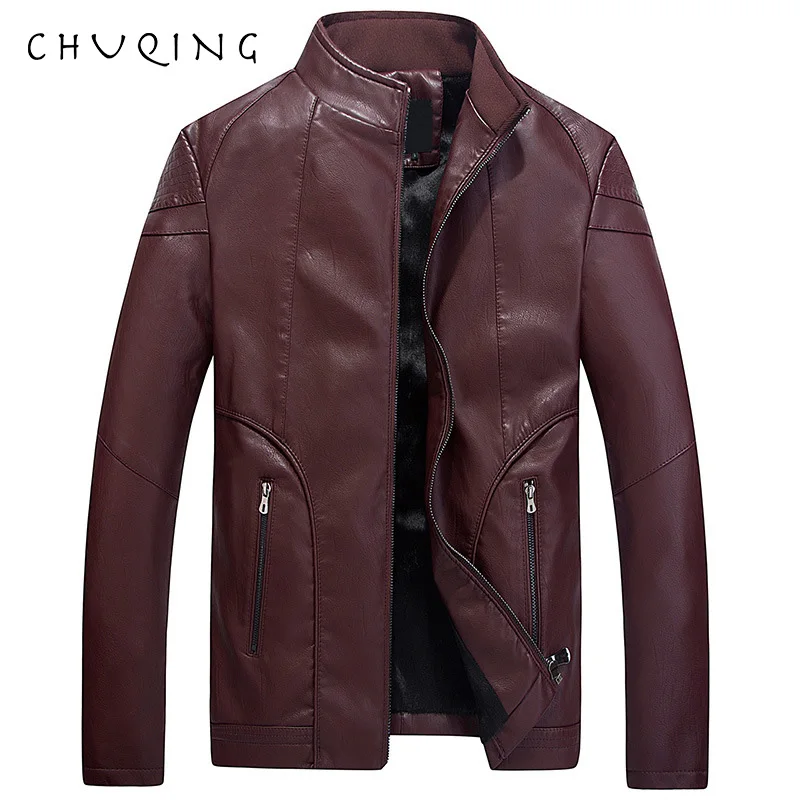 

CHUQING Autumn and Winter Men's Leather Korean Version of the Slim Jacket Casual Men's Trend Leather Jacket Male