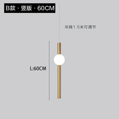 Скандинавское металлическое стекло орионовая трубка Светодиодная люстра горячая пластина Золотая Подвесная лампа для столовой кухонный светильник закрепленный - Цвет абажура: 1 head L60cm B2