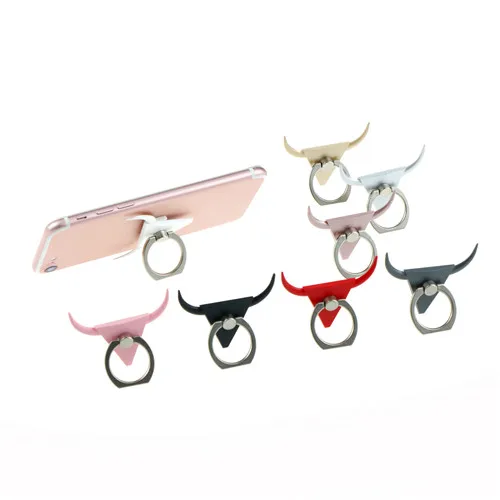 

JINHF 360 Degree Rotate Ring Stand Holder For Universal all Smartphone Mount 8 Colors Bull Cow Finger Ring Holders