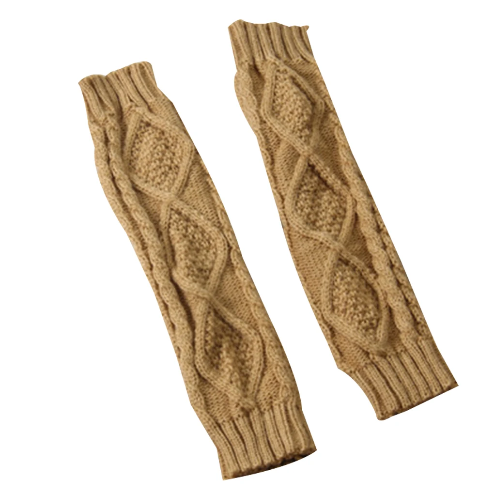 1 пара осенне-зимних женских вязаных перчаток, рукавицы на запястье, теплые рукавицы с ромбовидным узором для девочек, длинные зимние варежки - Цвет: NO.1