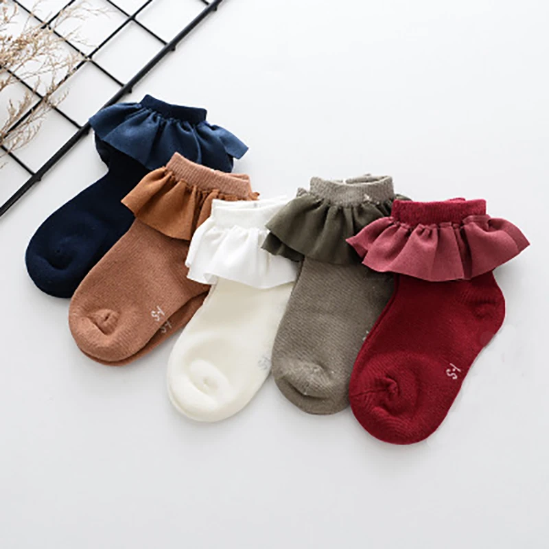 4 цвета, детские короткие носки с кружевным рантом, забавные трикотажные носки для новорожденных, детские носки для малышей, для девочек 16-18 см