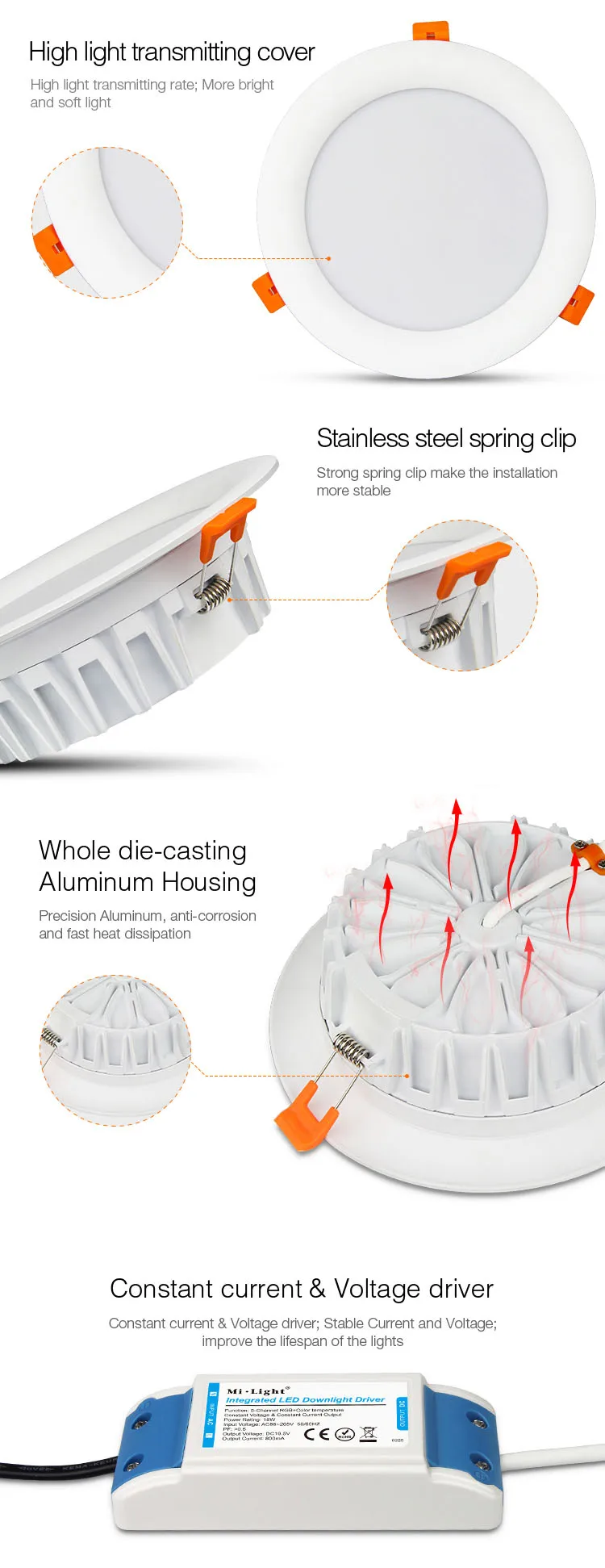 Milight 6 W/9 W/12 W/15 W/18 W RGB + CCT светодиодные светильники затемнения потолок AC110V 220 V FUT062/FUT063/FUT066/FUT068/FUT069/FUT089