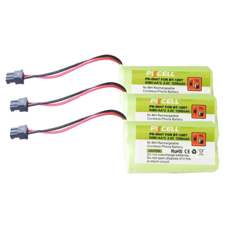 3pcs BT 1007 Model PK 0047 AA 1200mAh 2.4V Ni MH Rechargeable Cordless
