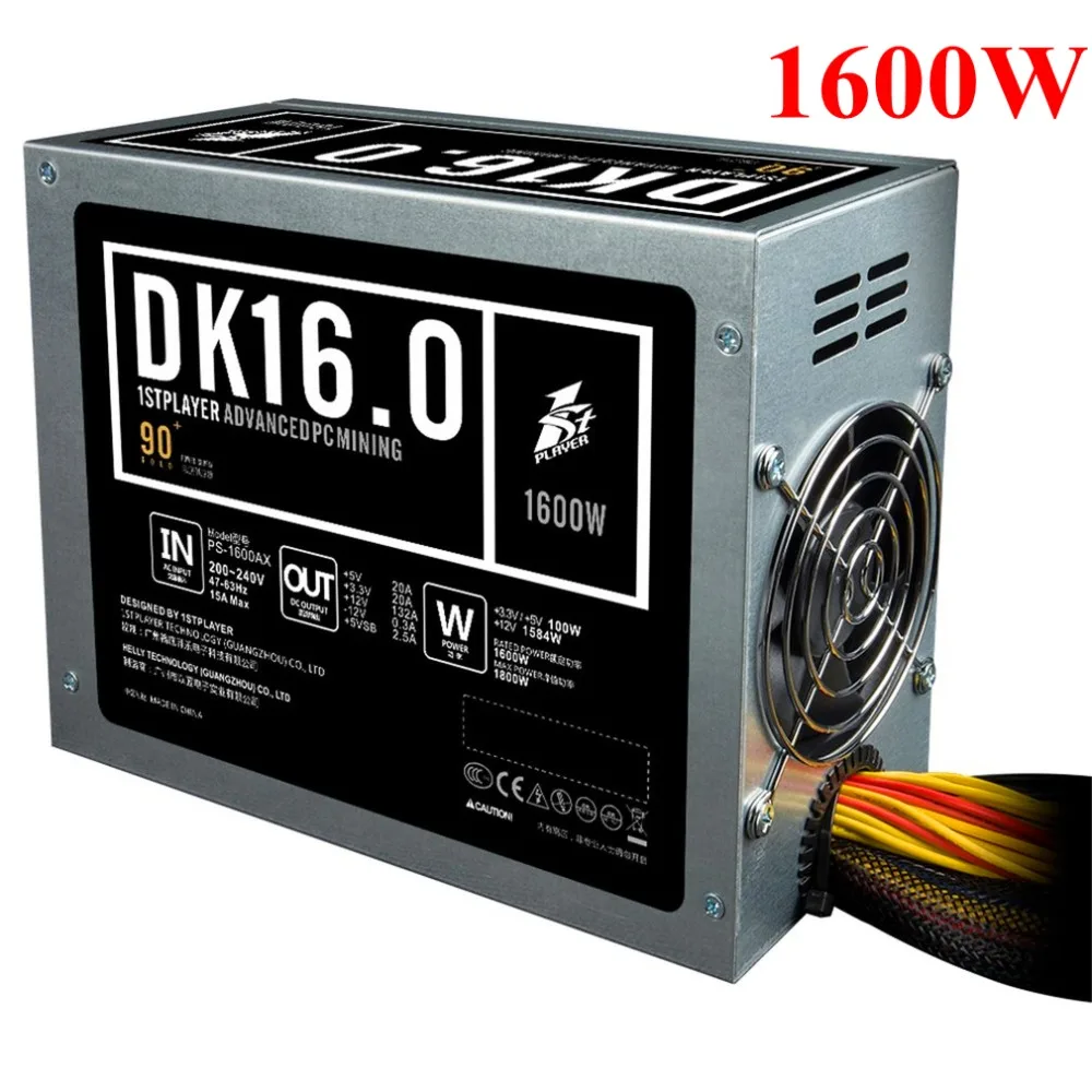 

PS-1600AX Low Noise Mining PSU 1600W High Power Basic PC Mining Power Supply with 2pcs 8cm Cooling Fan for Miner Machine